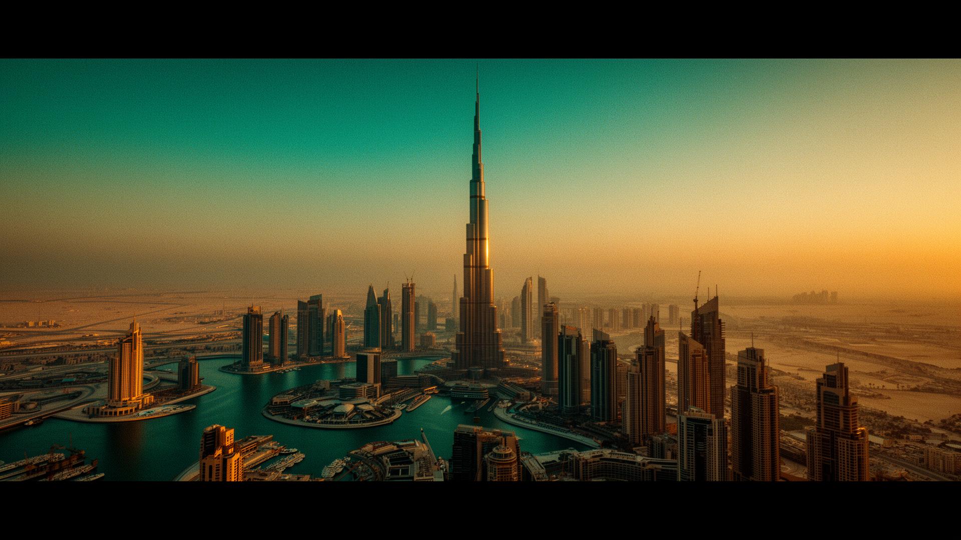 Dubai skyline duotone