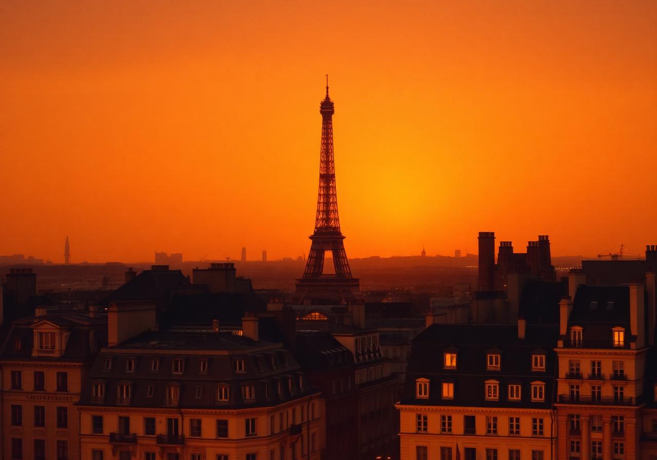 Paris skyline duotone